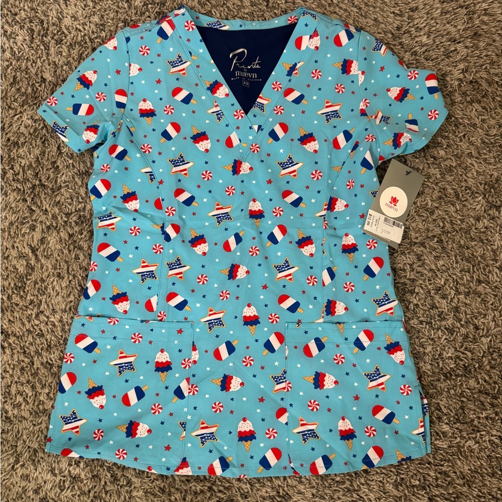 Patriotic Scrub Top
